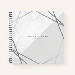 Cuaderno Moderno Marble Geométrico Patrón Plata Gris Square