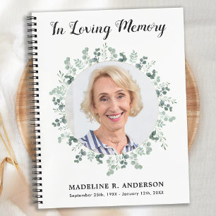 Cuaderno Moderno Memorial Eucalyptus Photo Funeral Guestboo
