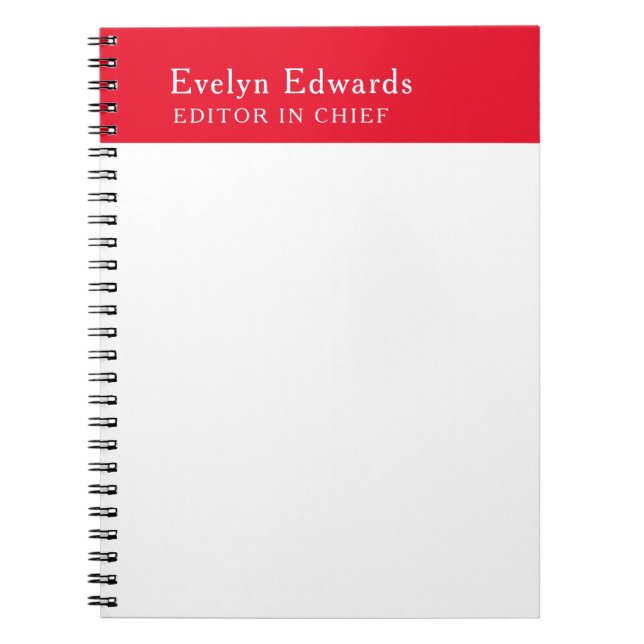 Cuaderno Moderno Minimalista Rojo Blanco Llano De Moda (Frente)