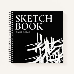 Cuaderno Moderno Mínimo Blanco Negro Estroques Personalizad