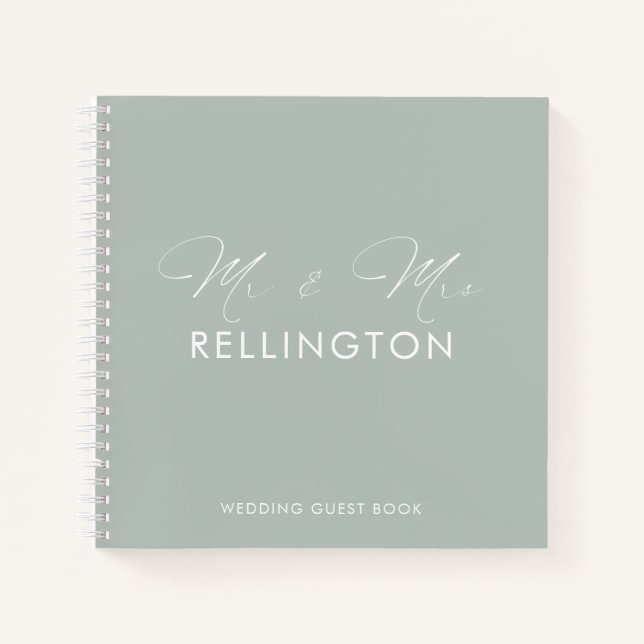 Cuaderno Moderno Mint Mint Green Boda Guest Book (Anverso)