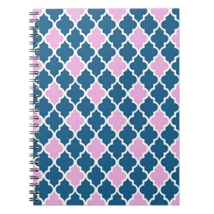 Cuaderno moderno, moderno rosa y azul marino cuatro hojas