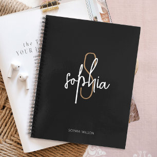 Cuaderno Moderno Monograma Black Gold Business School
