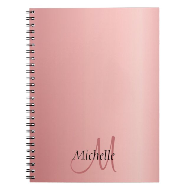 Cuaderno Moderno monograma elegante de oro Rosa de moda (Frente)