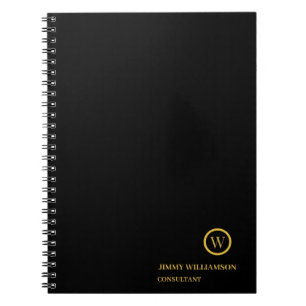 Cuaderno Moderno Monograma Oro Negra Negocio
