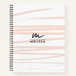 Cuaderno Moderno Monograma Rubor Líneas rosas Resumen Arte