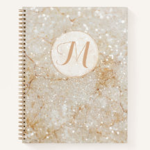 Moderno Monogramado blanco y dorado Sparkly