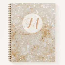 Cuaderno Moderno Monogramado blanco y dorado Sparkly