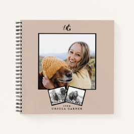 Cuaderno moderno monogramado con 3 fotos