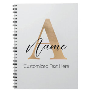 Cuaderno Moderno Monogramado Inicial A & Name Personalizado