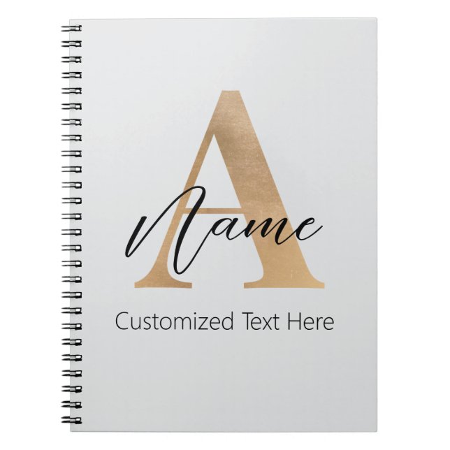 Cuaderno Moderno Monogramado Inicial A & Name Personalizado (Frente)