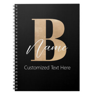 Cuaderno Moderno Monogramado Inicial B & Name Personalizado
