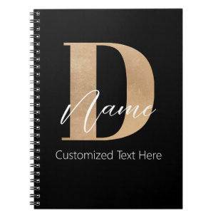 Cuaderno Moderno Monogramado Inicial D & Name Personalizado