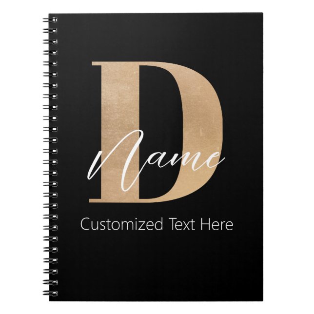 Cuaderno Moderno Monogramado Inicial D & Name Personalizado (Frente)