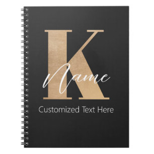 Cuaderno Moderno Monogramado inicial K & Name personalizado