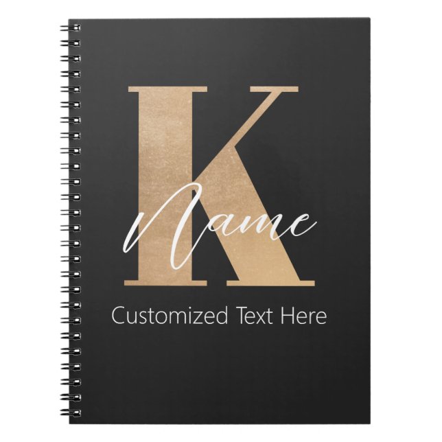 Cuaderno Moderno Monogramado inicial K & Name personalizado (Frente)