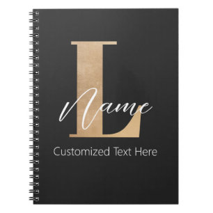 Cuaderno Moderno Monogramado inicial L & Name Personalizado