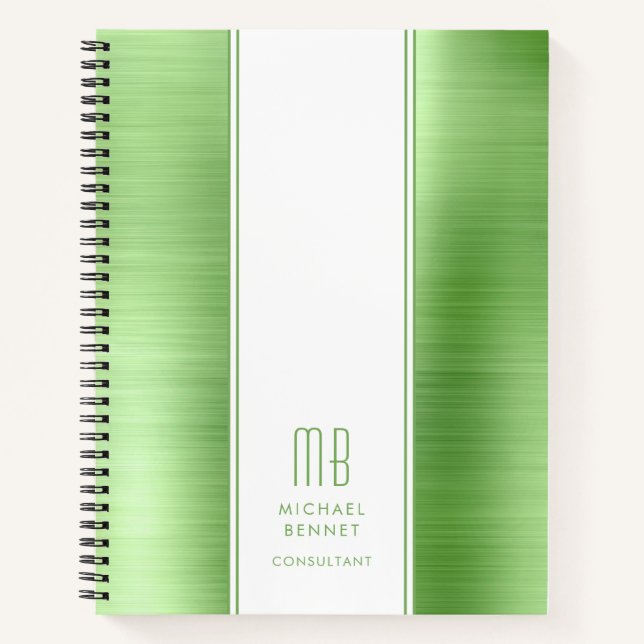 Cuaderno Moderno Monogramado Lime Green Business (Anverso)