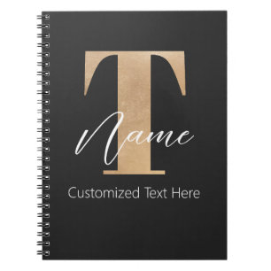 Cuaderno Moderno Monogramado Primer T & Nombre Personalizad