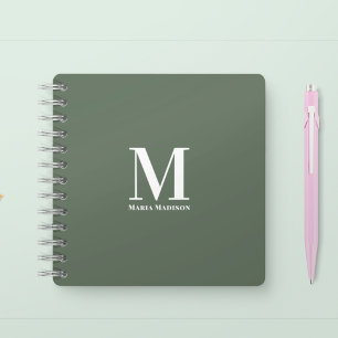Cuaderno Moderno Monogramado Profesional Sage Green