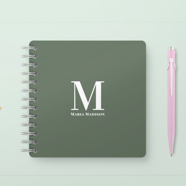 Cuaderno Moderno Monogramado Profesional Sage Green (Subido por el creador)