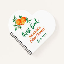 Moderno Naranja Cutie Baby Shower Guest Book