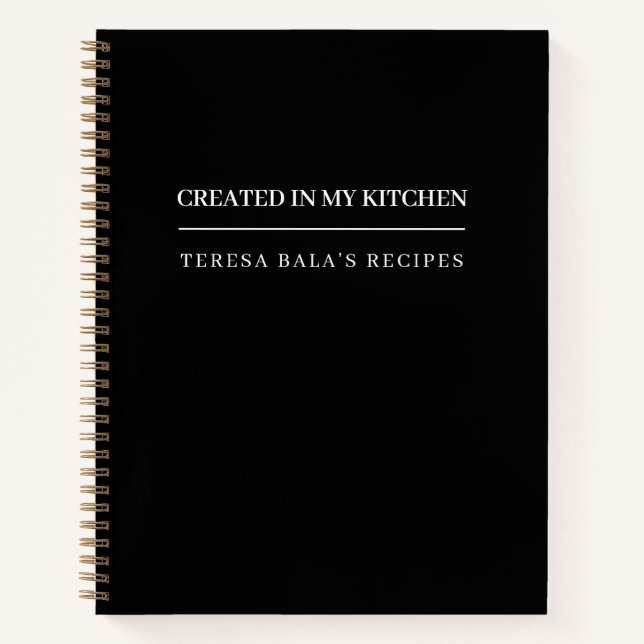 Cuaderno Moderno Negro Elegante De Mi Cocina (Anverso)