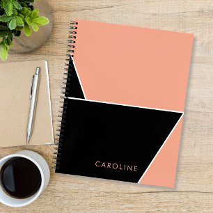Cuaderno Moderno negro elegante personalizado de moda