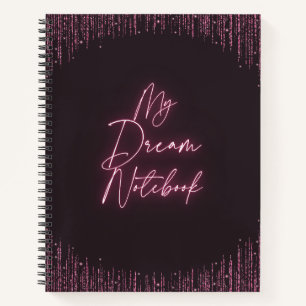 Cuaderno Moderno negro y rosa elegante resplandeciente mi s