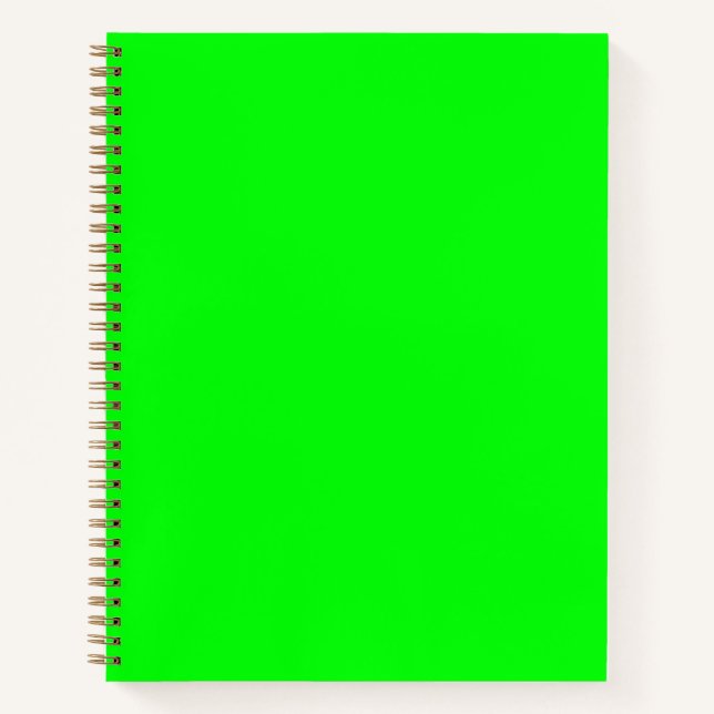 Cuaderno Moderno neón verde brillante color sólido espiral  (Anverso)