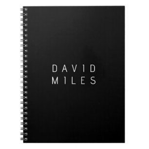 Cuaderno Moderno nombre editable minimalista Blanco y neg