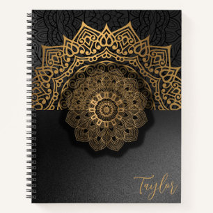Cuaderno Moderno oro Mandala Negro portátil personalizado