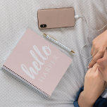 Cuaderno Moderno Pastel Pink Hello Y You Name<br><div class="desc">Moderno Pastel Pink Hello Y You Name</div>