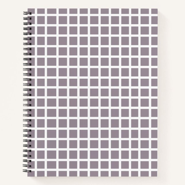 Cuaderno Moderno Pastel Púrpura Y Gingham Blanco (Anverso)