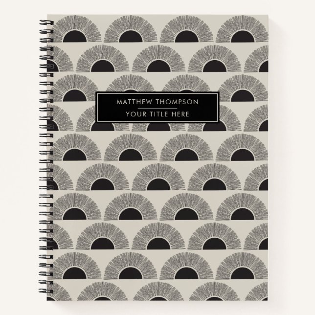 Cuaderno Moderno Patrón de arte abstracto negro y beige del (Anverso)