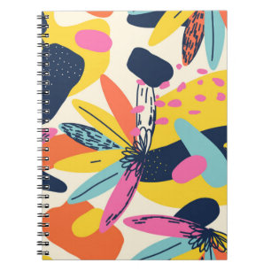 Cuaderno 	Moderno patrón de ilustracion de plantas de selva