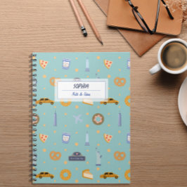 Cuaderno Moderno patrón de NYC Bloc de notas con nombre ver