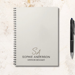 Cuaderno Moderno Personalizado Monograma Profesional Negoci