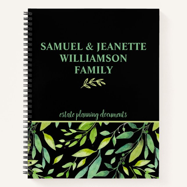 Cuaderno Moderno planeamiento de fincas familiares de leafy (Anverso)