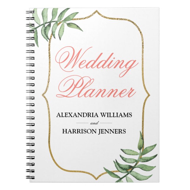 Cuaderno Moderno planificador de Boda Botánica Tropical de  (Frente)