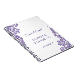Cuaderno Moderno planificador de bodas de encaje ultraviole