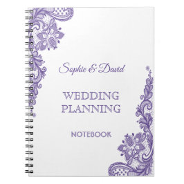 Cuaderno Moderno planificador de bodas de encaje ultraviole