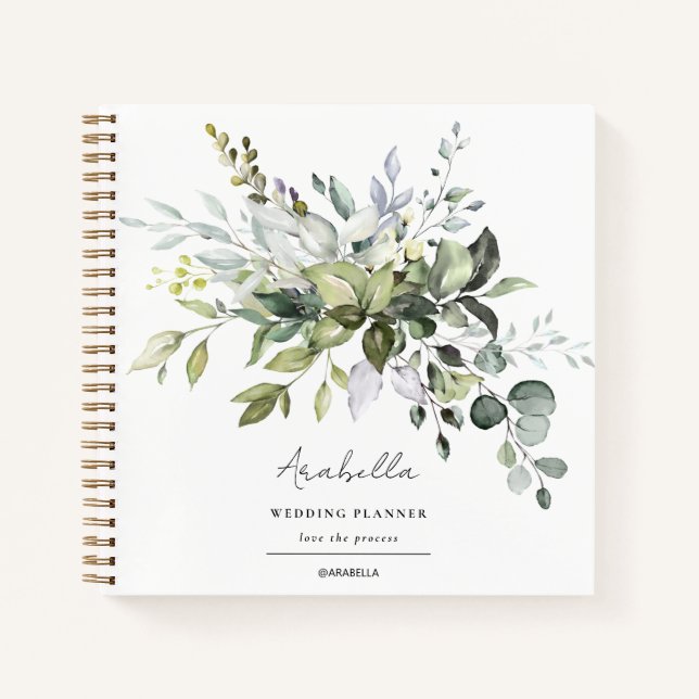 Cuaderno Moderno planificador Minimalista de bodas Eucalypt (Anverso)