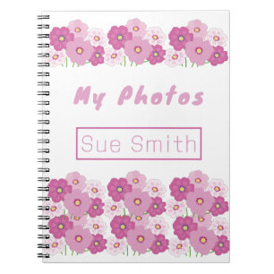 Cuaderno Moderno portátil de foto en espiral floral rosa