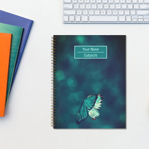 Cuaderno Moderno portátil de mariposa turquesa