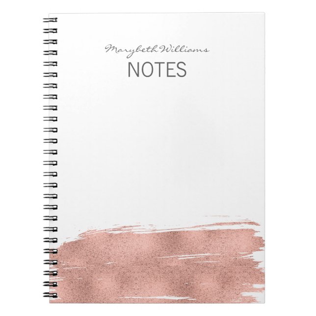 Cuaderno Moderno portátil de pincel de oro Rosa (Frente)