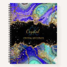 Moderno portátil monograma verde azul Agate Purpur