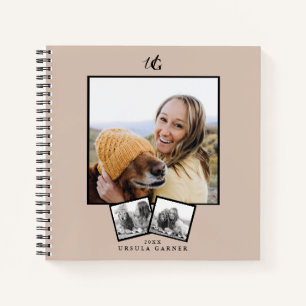 Cuaderno Moderno portátil monogramado de 3 fotos