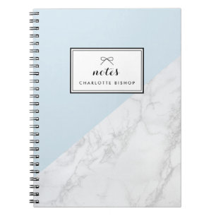 Cuaderno Moderno portátil Personalizado azul de luz de márm