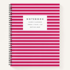 Cuaderno Moderno portátil rayado rosado caliente